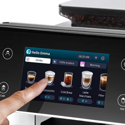 Delonghi expresso broyeur Primadonna Aromatic : l'écran tactile de contrôle